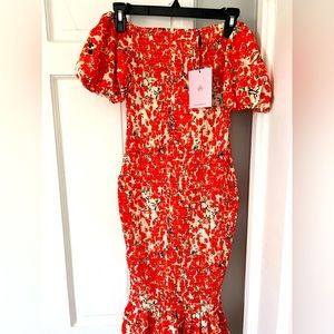 Hello Molly Haven View Midi Dress Orange/Red